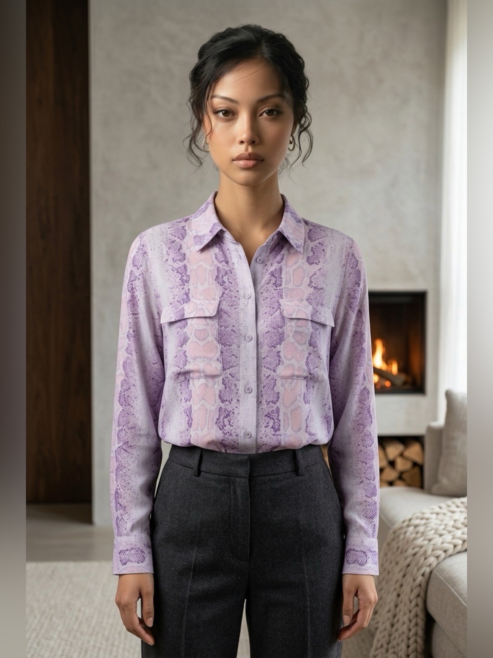 Equipment Femme Silk Shirt, Size M